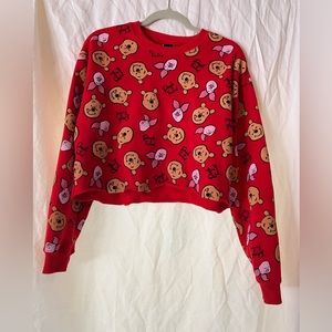 Disney Winnie the Pooh all over print piglet and Pooh cropped sweatshirt medium